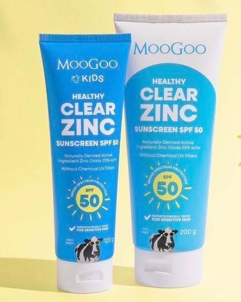 MooGoo Healthy Clear Zinc sunscreen products stocked by Ivy House